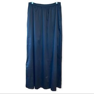 Pim + Larkin Sz M Navy Blue Satin Evening Wedding Long Maxi Flowy Skirt